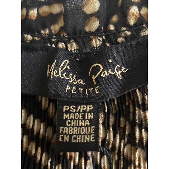 Melissa Paige Petite Women's Long Sleeve Blouse Size P/S Black & Gold Pattern - Picture 4 of 8